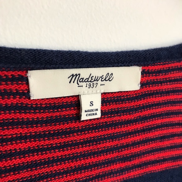 MADEWELL Striped V Neck Pullover Sweater Sz S - Picture 5 of 6